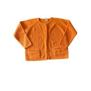 Vintage Vognemont Imports Orange Cardigan Sweater Acrylic Hand Loomed Japan
